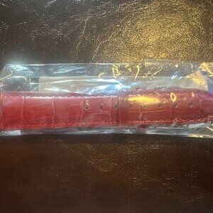 Red Croco Genuine Leather Watch Band–20mm (w/ Built in Quick Release pins)